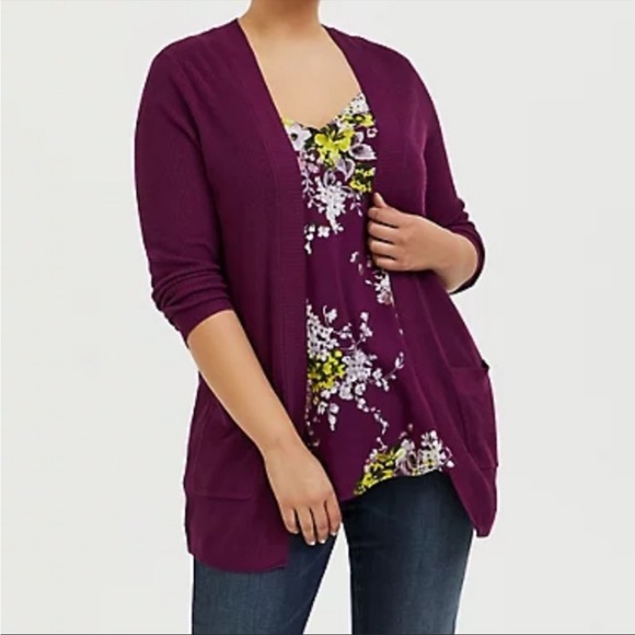 Torrid Ribbed Knit Long Sleeve Open Front Cardigan Sweater Plus Size 3